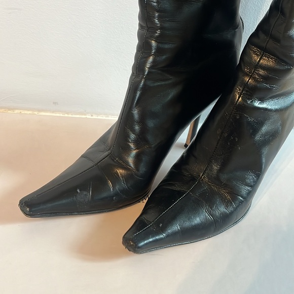 Jimmy Choi Black Kid Leather Knee High Boots - Picture 2 of 7